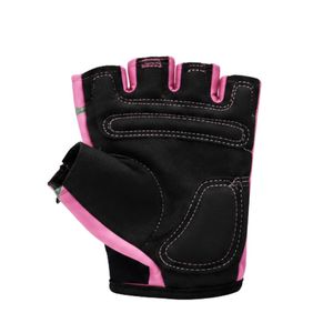 Gants de cyclisme roses à demi-doigts avec rembourrage noir, confortables pour l'entraînement sportif en extérieur - Product Image 6
