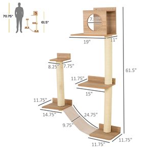 Lussuoso Parco Giochi Grande per Gatti con Tiragraffi in Sisal, Centro Attività Giallo, Casetta Giocattolo in Legno per Gatti con Materiale in Tessuto - Product Image 3