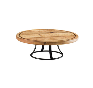 Handcrafted Wooden And Iron Cake Stand With Architectural Metal Base And Sophisticated Styling - Product Image 4