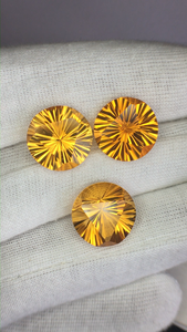 Citrine naturelle ronde taillée au laser, pierres précieuses jaunes, 3 pièces, qualité AAA avec un lustre superbe, coupe parfaite pour la fabrication de bijoux - Product Image 6