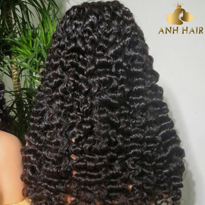Deep Wave Lace Front <b>Wig</b> Natural <b>Black</b> 100% Vietnamese Human Hair HD Transparent Lace Glueless Pre-Plucked Wholesale - Product Image 4