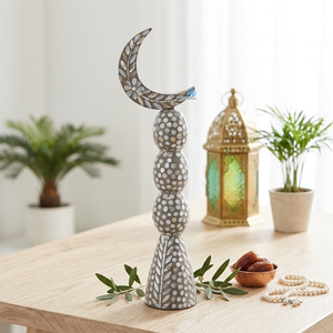 Support décoratif durable et luxueux en nacre en forme de croissant de lune, pour la décoration de table islamique du Ramadan à la maison, fait main, vente en gros, OEM - Product Image 1