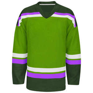 Custom Ice Hockey Jersey Green Blue White Striped V-Neck Full Sleeve Sublimated Print Moisture Wicking Unisex Adult - Product Image 4