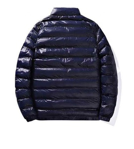 Men's Navy Blue Down Puffer Jacket Windproof Stand Collar Casual Winter <b>Coat</b> Regular Fit Zipper Closure Solid Color Insulated - Product Image 4