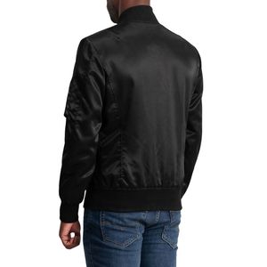 Chaqueta Bomber de Nailon Negra para Hombre, Cortavientos, con Cuello Alto, Bolsillos con Cremallera, Chaqueta Casual de Primavera - Product Image 2