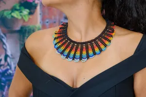 Collier Huichol festonné au design spécial pour les fêtes, idéal pour anniversaire, Noël, mariage, anniversaire de mariage - Product Image 4