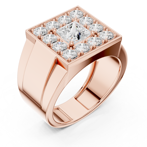 Anillo para hombre con diamantes cultivados en laboratorio en forma de cuadrado – Anillo de lujo con diamantes de corte princesa para joyería de diamantes - Product Image 5