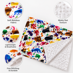 Couverture en bambou pour bébé |   Couverture à imprimé animal coloré |   Couverture pour nouveau-né en minky doux à pois |   Literie pour bébé 30 x 40 pouces - Product Image 1