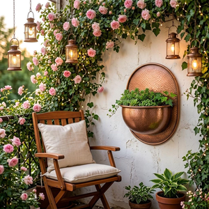 Metal Hanging <b>Wall</b> <b>Planter</b> Decorative Metal <b>Wall</b> Mounted Flower Pot for Indoor <b>Outdoor</b> Home Garden Decoration - Product Image 4