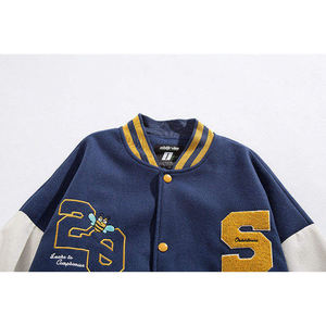 Chaqueta Varsity de Estilo Preppy para Hombre, Tejido de Lana, Reversible, Cuello Alto, Corte Regular, Sin Capucha, Manga Tejida, Invierno - Product Image 3
