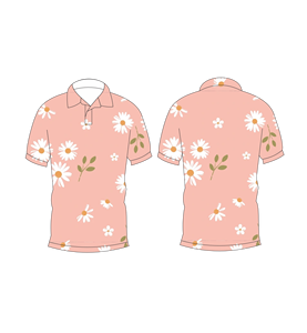 Polo pour homme à imprimé floral rose marguerite, manches courtes, décontracté, pour l'été, pour le golf - Product Image 3
