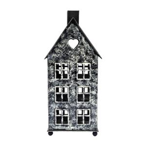 Portavelas de metal estilo casa de pueblo, el más vendido, con ventanas detalladas, estilo rústico de granja, para velas votivas - Product Image 1