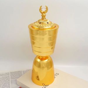 Quemador de Incienso Árabe de Cristal de Lujo, Quemador de Incienso Oud de Metal Dorado, Decorativo, Fragancia Islámica para el Hogar, Porta Incienso - Product Image 4