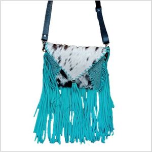 Smart Western Design plafond sac sangle unique peau de vache fourrure cuir bandoulière sac à main bouton pression femmes franges bohème sac à main articles - Product Image 3