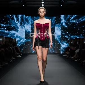 Corset Overbust en Velours Bourgogne avec Baleines en Acier et Lacets Latéraux Noirs, Lingerie Gothique pour Soirée - Product Image 4