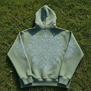 Sudadera con Capucha Beige para Hombre, Talla Grande, 100% Algodón, Tejido de Felpa, Transpirable, con Bolsillo Frontal, Estilo Vanguardista para Invierno - Product Image 2