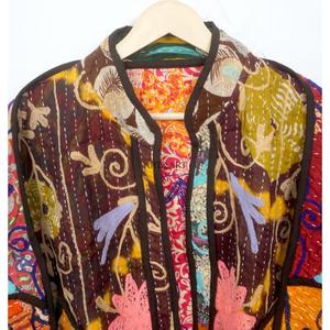 Wholesale 100% Cotton Designer <b>Kantha</b> <b>Jacket</b> MultiColor Ethnic Style Embroidery with open closure Handmade Vintage <b>kantha</b> <b>jacket</b> - Product Image 2