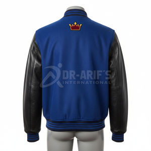 Chaqueta Varsity Azul para Hombre, Resistente al Viento, Corte Regular, Informal, con Logotipo Frontal Personalizable, para Otoño - Product Image 5