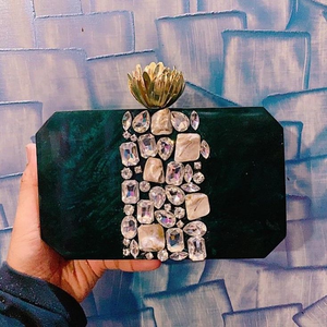 Bolso de Mano de Resina de la Mejor Calidad, Hecho a Mano, Elegante, Estilo Bohemio, Efecto Mármol, Adornos de Perlas, Uso Diario, Bolso Único - Product Image 6