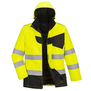 High Visibility <b>Hi</b> <b>Vis</b> Safety <b>Jacket</b> <b>Waterproof</b> Breathable CE Certified Winter Construction Reflective Parka Hood Unisex OEM - Product Image 1