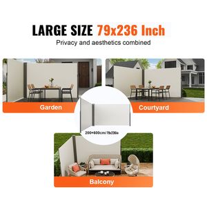 Schermo Privacy per Esterni 79FT X 236FT, Impermeabile, in Poliestere 180g, Protezione UV 30+, Schermo Retrattile per Patio con Tenda Laterale, Materiale della Vela in PC - Product Image 6