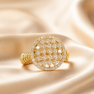 Elegant 14K Gold Cocktail <b>Ring</b> with Round <b>CZ</b> Cluster Premium Wedding Party Wear Jewelry for Women - Product Image 2