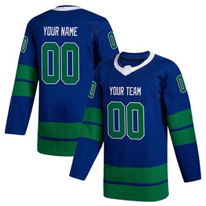 Maillot de hockey sur glace personnalisé pour homme, bleu-vert, imprimé numérique, col en V, manches longues, évacuation de l'humidité, écologique, respirant, adulte - Product Image 3