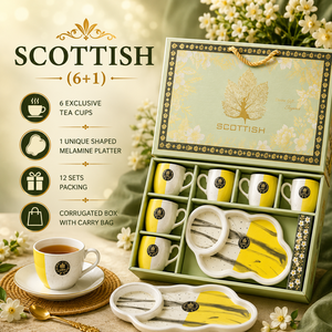 Luxury Custom Logo Toki 2+<b>6</b> Ceramic Tea Cup Gift Box <b>6</b> Cups 2 Saucers 2 Snack Bowls PVC Packaging 400mL Capacity Wedding Favors - Product Image 3