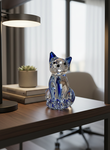 Figurine de chat en verre artisanal, décoration en cristal, presse-papiers, objet décoratif pour la maison, le bureau ou le tableau de bord de voiture, cadeau - Product Image 5