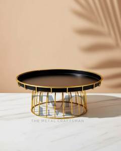 Base Redonda de Metal Dorado y Negro de Lujo para Pasteles, Soporte Moderno de Alambre para Exhibición de Postres, Decoración para Bodas y Fiestas - Product Image 1