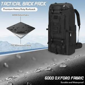 Black Tactical Rucksack Multi Compartment Outdoor Hiking <b>Backpack</b> Heavy Duty Compression Straps travel <b>backpack</b> - Product Image 4