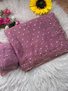 Sari de Seda de Diseño Premium de Boutique India, Bordado a Mano, Estilo Bollywood, Prenda Étnica Elegante para Bodas y Fiestas - Product Image 2