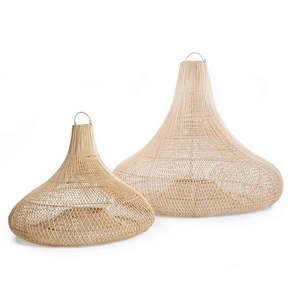 Artisanal Rattan Pendant <b>Light</b> <b>Shade</b> Handmade Woven <b>Wicker</b> Hanging Ceiling Lamp Cover Coastal Farmhouse Interior Lighting Decor - Product Image 1