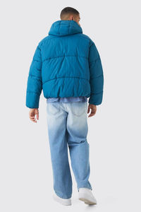 Blouson d'hiver matelassé et chaud pour homme avec capuche ajustable et boutons, en duvet épais, vente en gros - Product Image 2