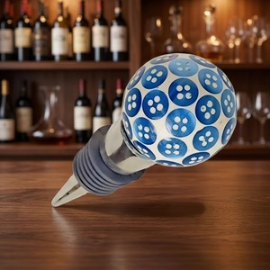 Tapón de Botella con Diseño de Botones Azules, Tapón de Silicona con Cierre Acanalado para Sellar Vino - Product Image 1
