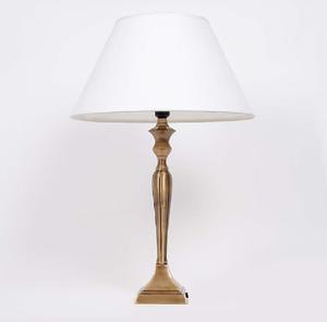 Traditional Brass Table Lamp With White Fabric Empire Shade Large Decorative <b>Lighting</b> E27 LED AC 220V Switch Control - Product Image 2