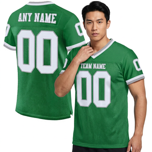 Camiseta de Fútbol Personalizada de Malla Verde con Cuello en V, Manga Corta, Uniforme de Equipo para Adultos, Transpirable, con Estampado Sublimado, Ropa Deportiva para Hombre - Product Image 4
