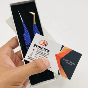 Pinzas de extensión de pestañas de acero inoxidable de dos tonos personalizadas profesionales Extensiones de pestañas de etiqueta privada sostenibles Punta puntiaguda - Product Image 3