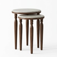 Table basse ronde en marbre de style américain, design moderne du milieu du siècle, meubles de salon faits à la main