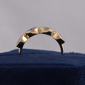 Four Stone Half-Eternity <b>Ring</b> Oval Shape E-F, VVS Lab Grown Diamond Eternity <b>Ring</b> 10K Solid Gold Wedding & Engagement <b>Ring</b> Band - Product Image 2