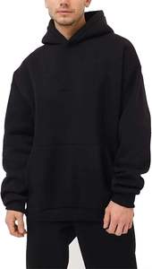 Ensemble de survêtement unisexe noir à capuche et pantalon, couleur unie, manches longues, taille à cordon, pour l'automne - Product Image 2