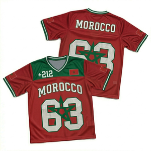 Camiseta de Fútbol de Marruecos Unisex con Cuello en V, Manga Corta, Estampado Sublimado, Transpirable, de Malla de Poliéster, Corte Regular, para Verano - Product Image 1