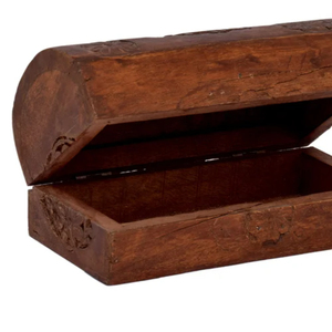 Hand-Carved Wooden <b>Jewelry</b> <b>Box</b> <b>Vintage</b> Mango Wood Treasure Chest Decorative Keepsake Storage <b>Box</b> For Ring Earring Gift Packaging - Product Image 5