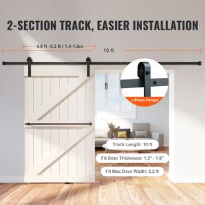Kit Ferramenta per Porta Scorrevole a Binario Rinforzato da 3 Metri, Capacità di Carico 150 kg, per Porte Singole Larghe 1,4-1,6 Metri, Ideale per Camere da Letto - Product Image 2