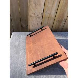 Bandeja de Acacia personalizada, equipo de servicio de camareros, bandejas de madera de alta calidad superior para servir, mango de Metal de fácil agarre, última bandeja - Product Image 1