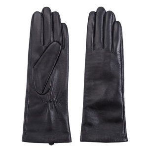 Gants d'hiver en cuir tendance pour femmes, doublés de soie, confortables, pour le cyclisme, gants tactiles simples - Product Image 5