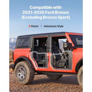 Puertas Tubulares de Acero para Ford Bronco (Excepto Bronco Sport) 2021-2026, Compatibles con Modelos de 4 Puertas, Delanteras y Traseras - Product Image 2