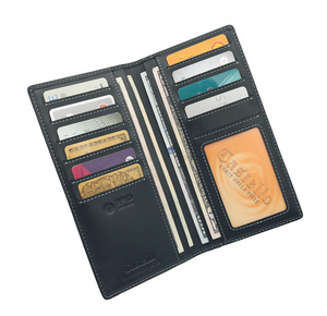 [In Stock] [Retail Price] Castello Genuine Nubuck Leather Open Closure Polyester Long <b>Wallet</b> Unisex Black <b>Brown</b> RFID Characters - Product Image 3