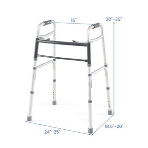 Deambulatore Pieghevole Leggero e Resistente a 2 Pulsanti, Altezza Regolabile su 7 Livelli (76-91 cm), Capacità 159 kg - Product Image 4