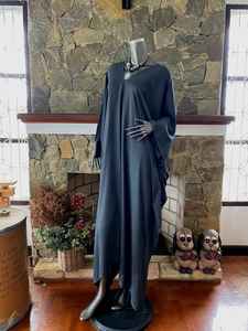 Deep Gray Hand Dyed Rayon <b>Kaftan</b> <b>Dress</b> <b>Plus</b> <b>Size</b> Resort Wear Loose Fit Flowy Women Caftan - Product Image 4
